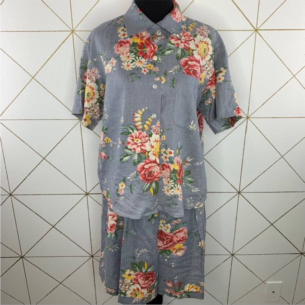 Vintage Retro Ralph Lauren Floral Top and Shorts Set
